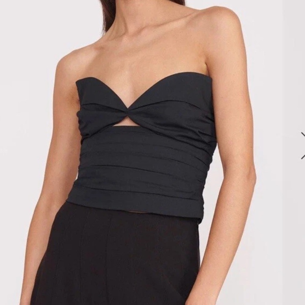 STAUD Sedgwick Cutout Strapless Poplin Top -  Black, Excellent Condition, Size 6